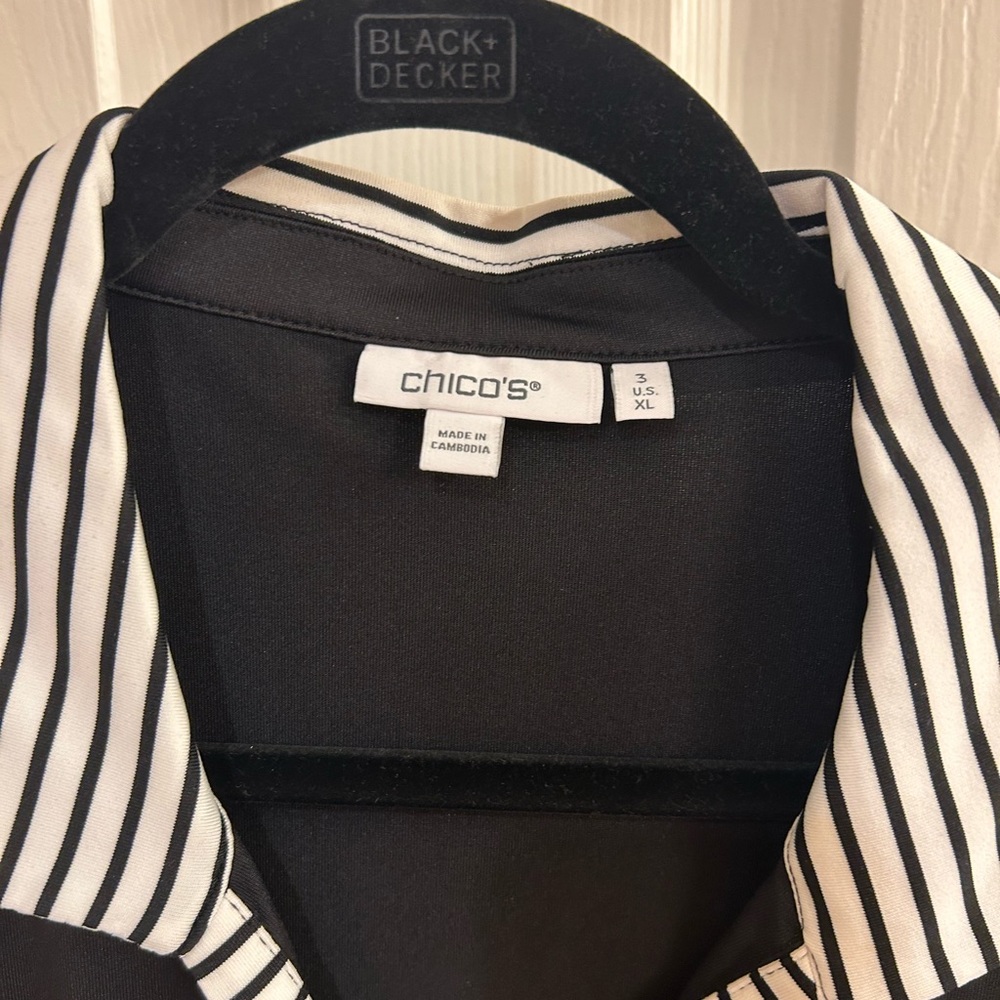 Chico's Black Size XL size 3 Striped Collar top
New without tags - Picture 2 of 7